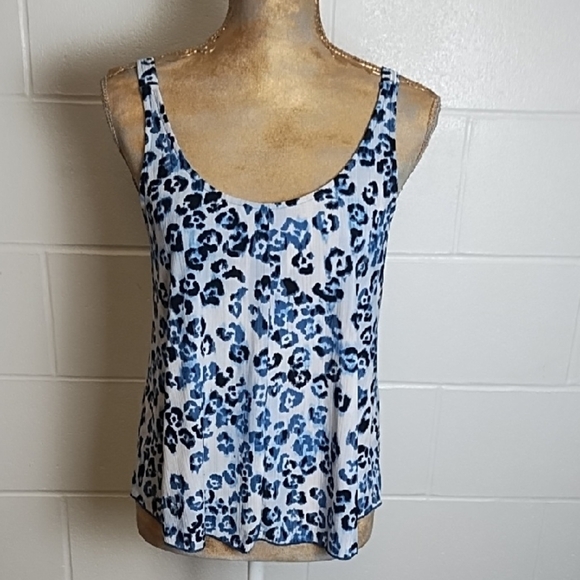 Secret Treasures Blue and Navy/Black Leopard Camisole Shell Top - Picture 1 of 9